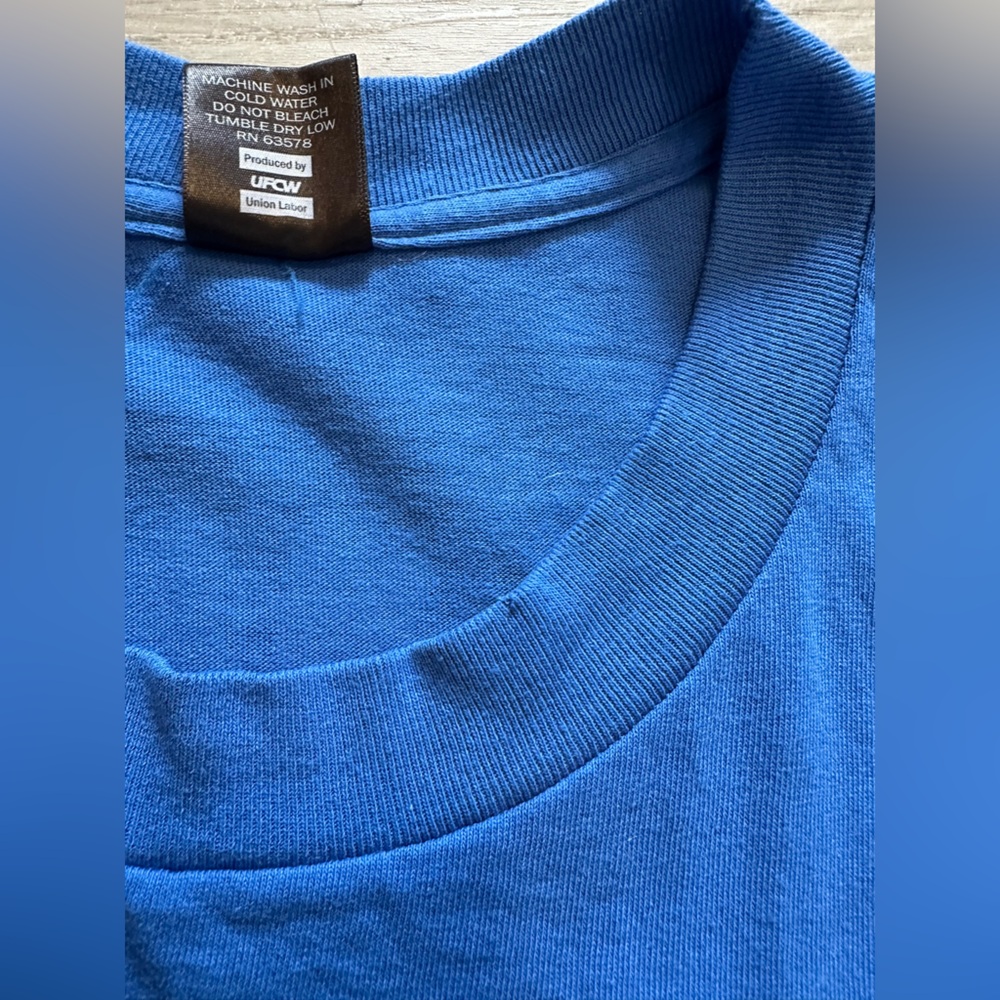 Rare Vintage UNION TIME Spell Out Big Logo Single Pocket T-shirt Size 2XL Cotton - Picture 5 of 8